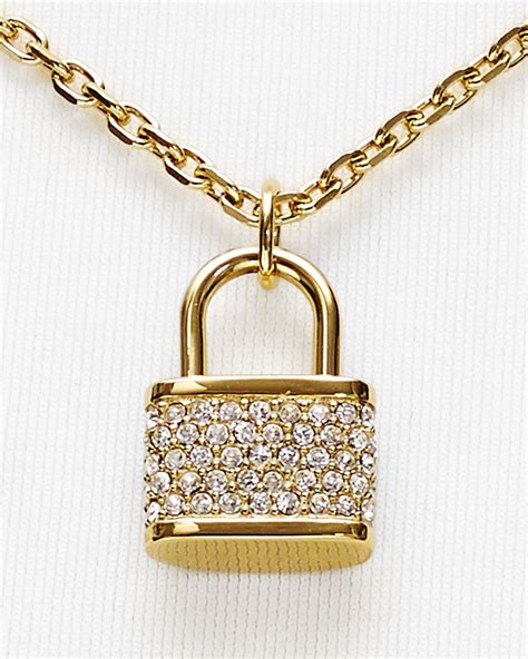 michael kors gold big chain with lock necklace|Michael Kors necklace set.